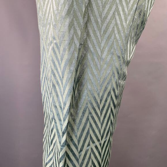 Size 32 Green Herringbone Jacquard Linen Silk Cropped Casual Pants - Picture 8 of 9